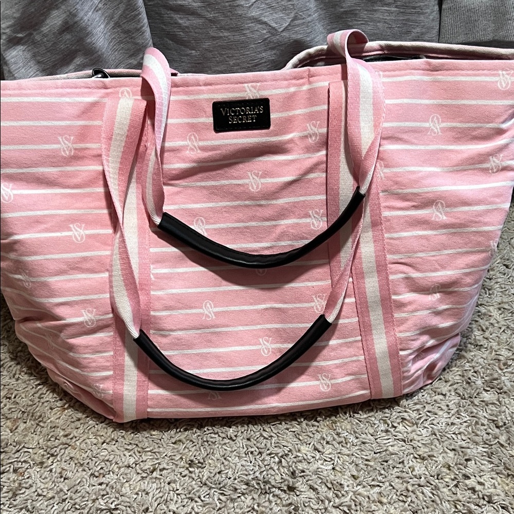 Victoria's Secret Pink and White Tote Bag